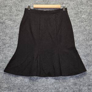 White House Black Market Skirt Womens XS Black Fit & Flare Trumpet Hem Knit